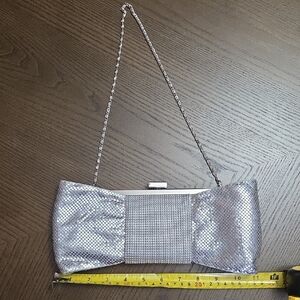 Kate Landry Metallic Silver Handbag with Chain Strap
